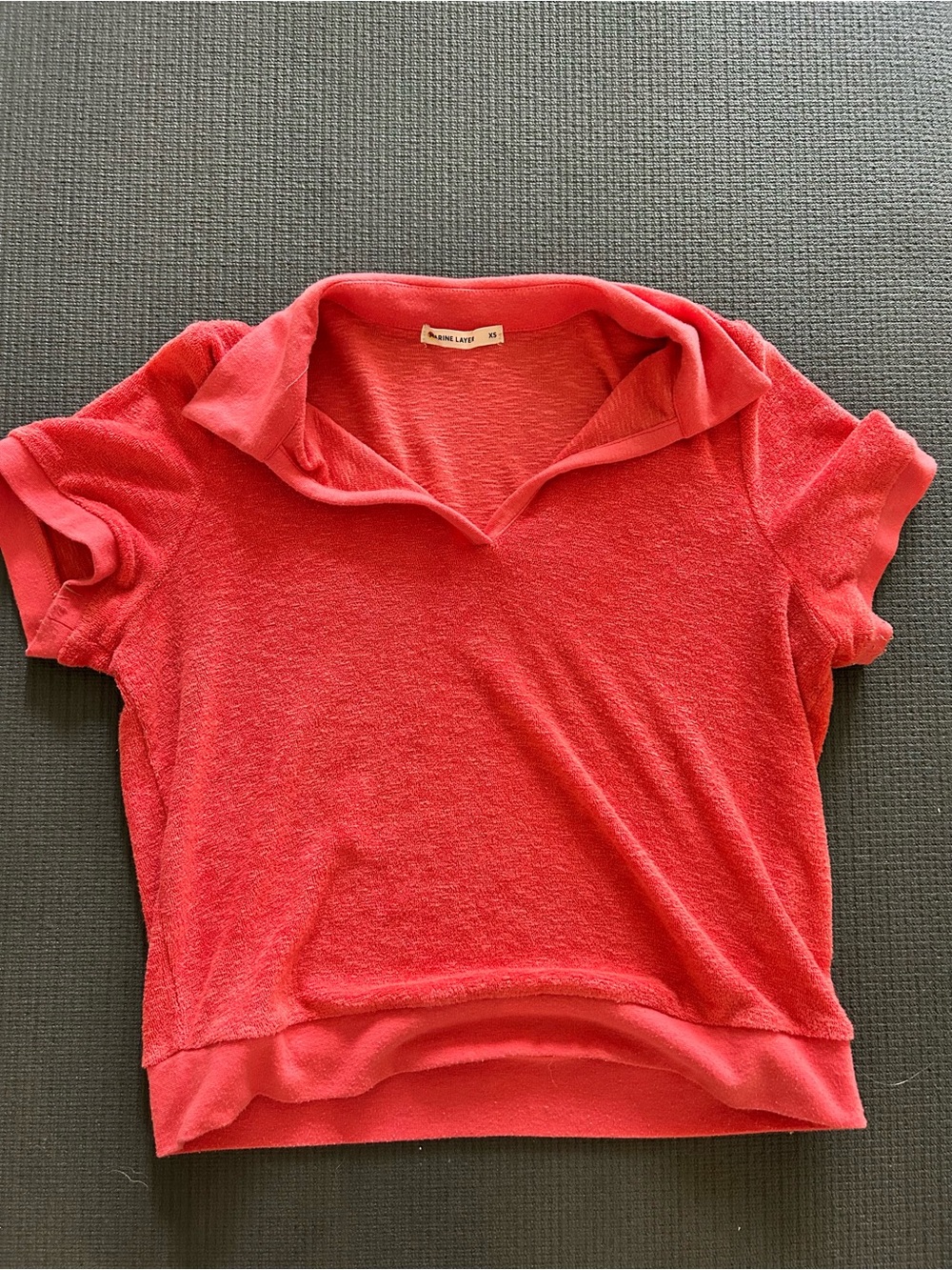 Marine Layer Coral Red Terry Knit Top